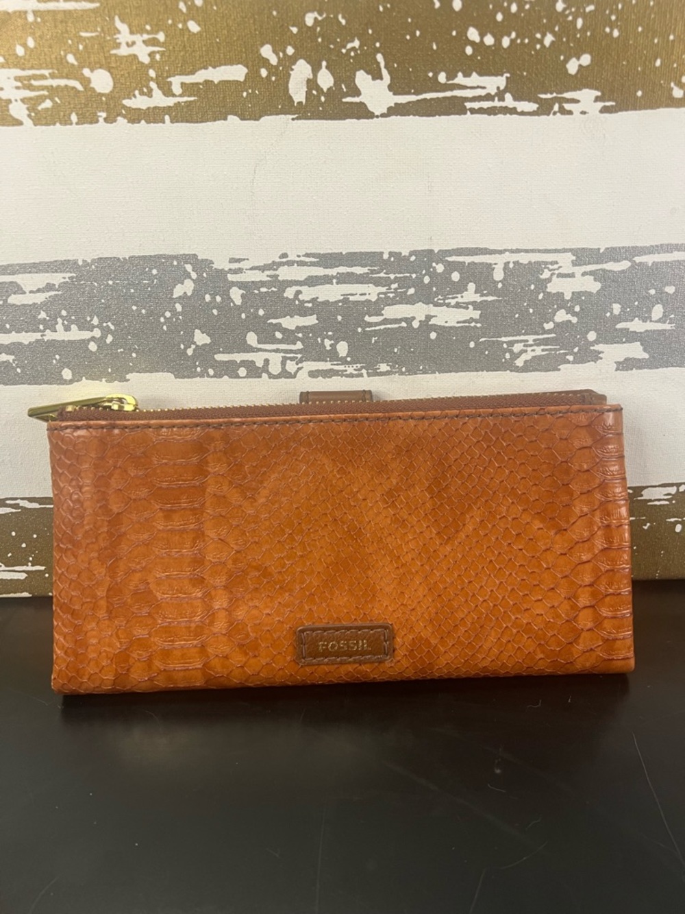 Fossil reptile print wallet